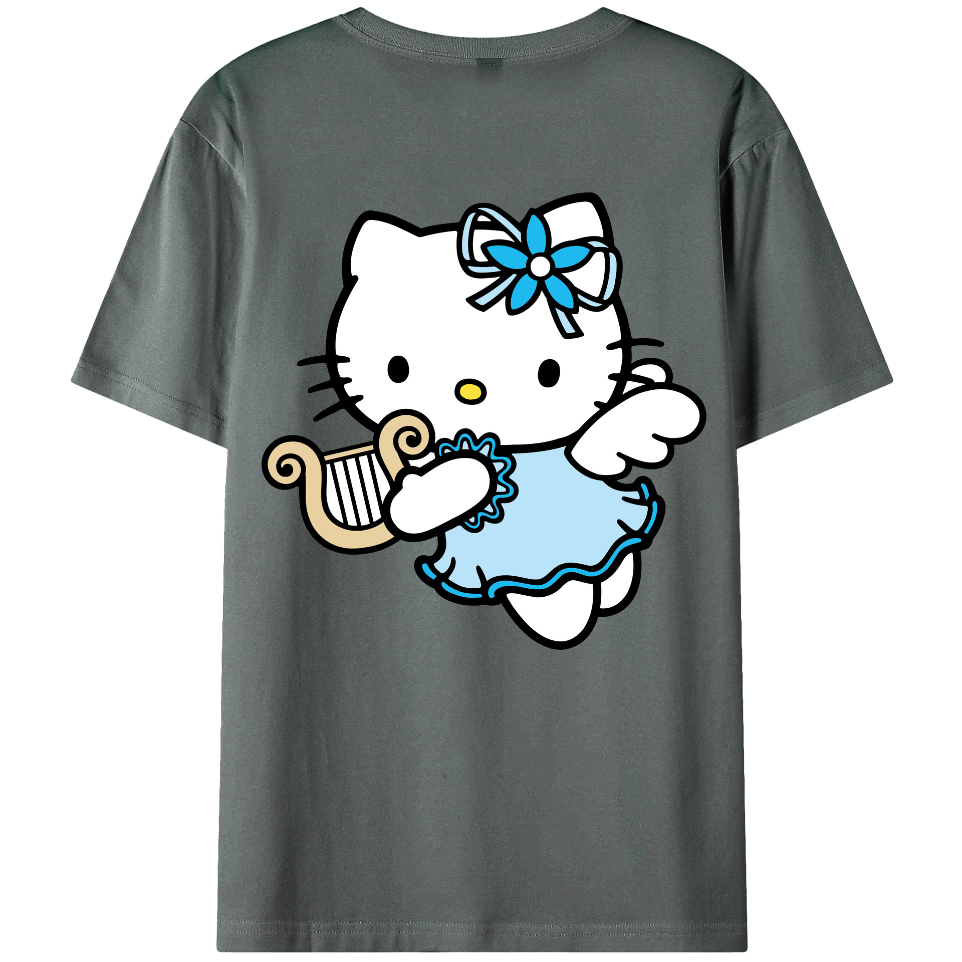 （画像用） Hello Kitty ハローキティ 綿100％ メンズ半袖Tシャツ（バックプリント） 通気性